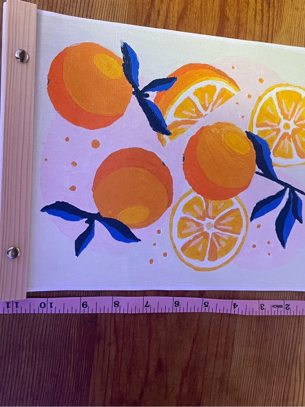 Orange paint by number canvas hanging wall art